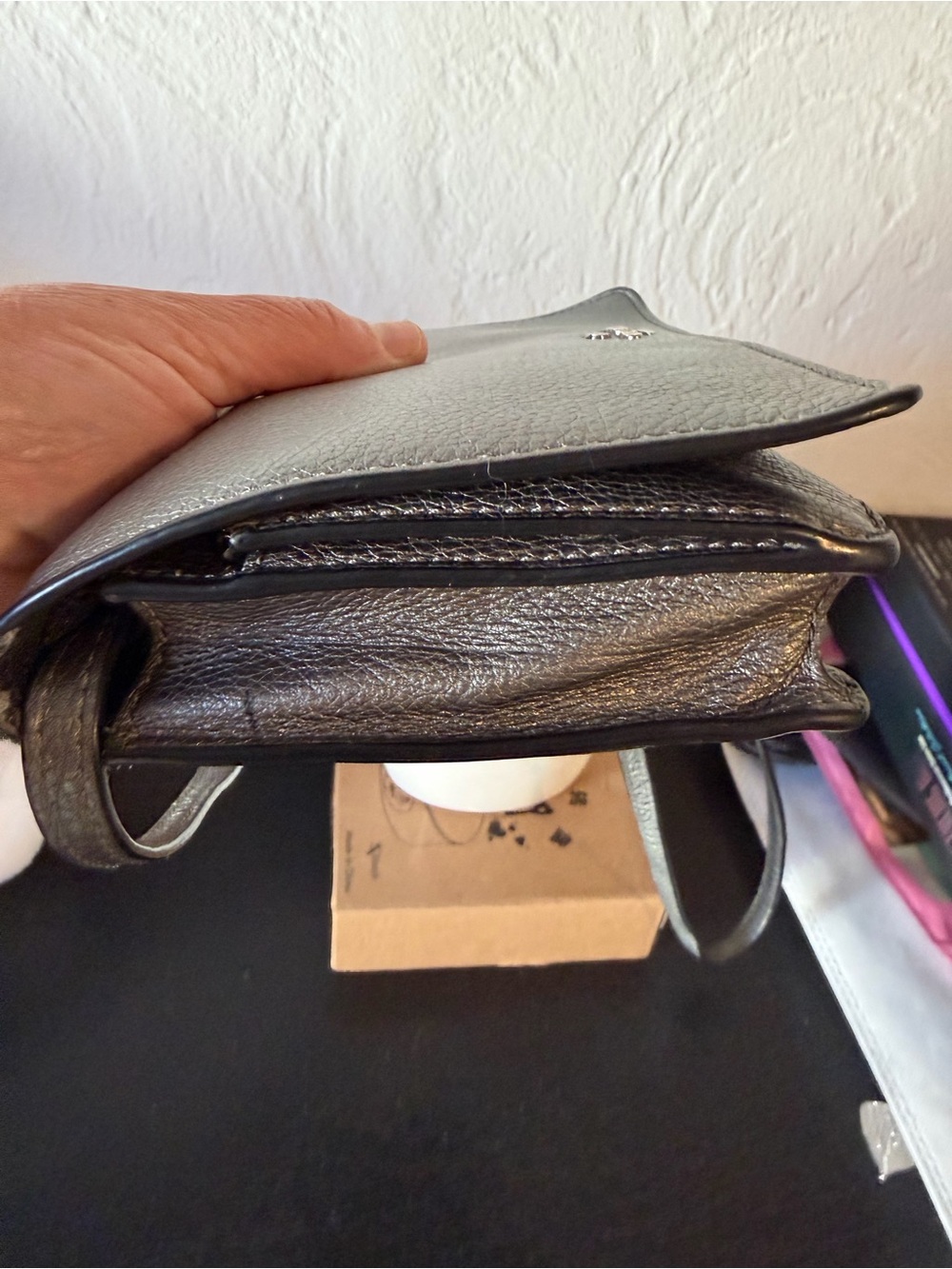 Coach Metallic Silver Shoulder Bag with Slim Strap - Picture 6 of 10